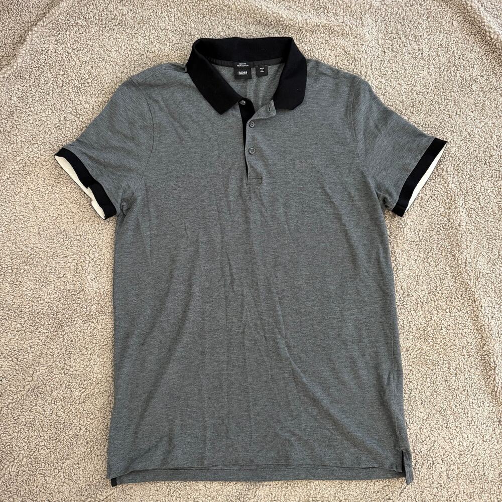 BOSS by Hugo Boss Prout 16 Slim Fit Cotton Polo Charcoal Gray Men’s INT XL